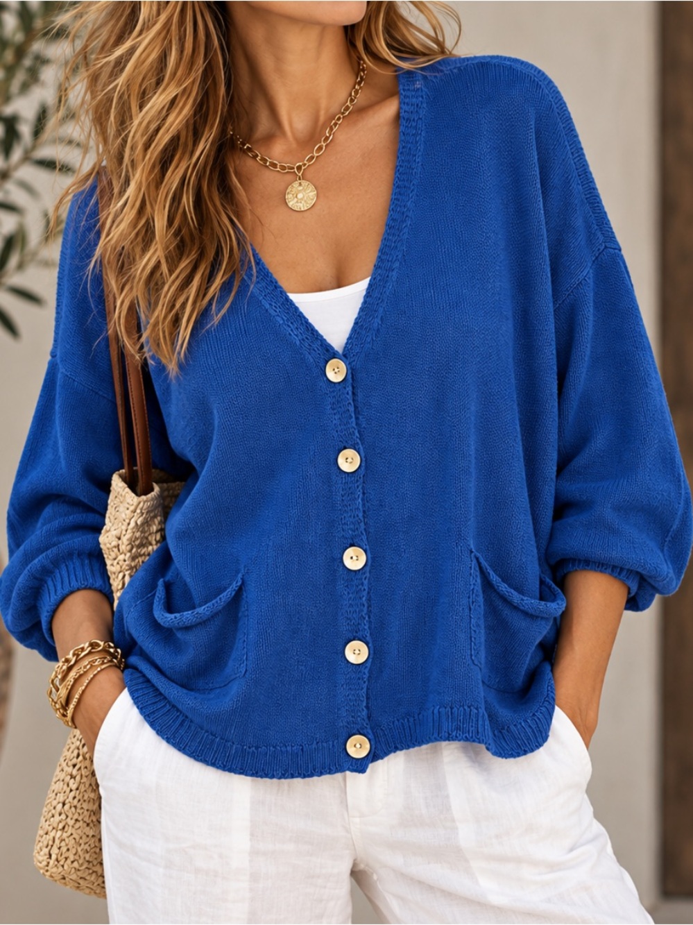Alexandre Laurent Paris Blue Oversized Cardigan Made in Italy